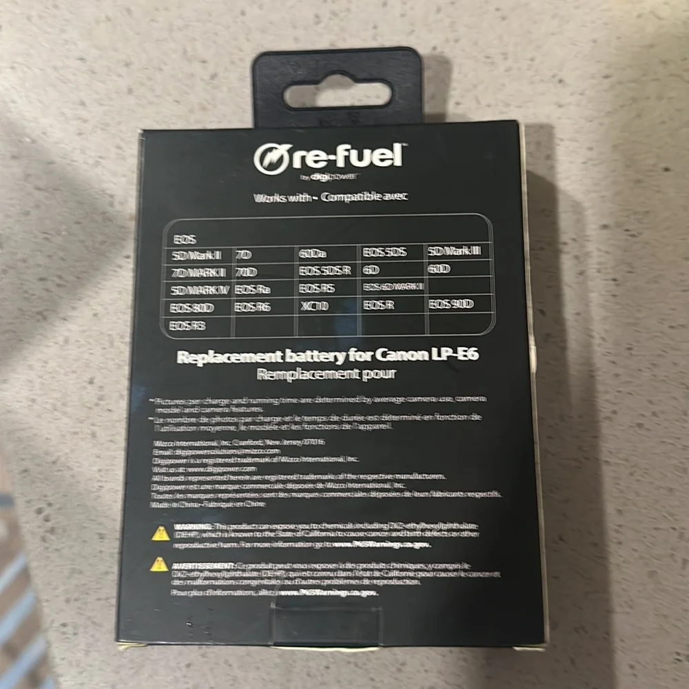Replacement battery for canon camera